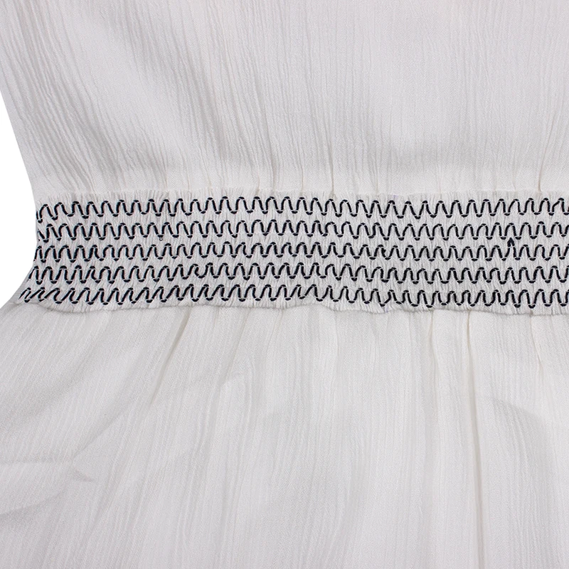 Женское белое платье с вышивкой женское летнее на бретелях спагетти без черного