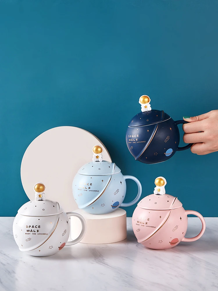 

Creative Star Ceramic Coffee Mug With Spoon 400ml Couple's Water Cup Household Office Drinking Appliance