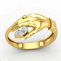 personality gold color crystal love hug rings for women men party wedding jewelry fashion lady antique finger ring anillos gifts