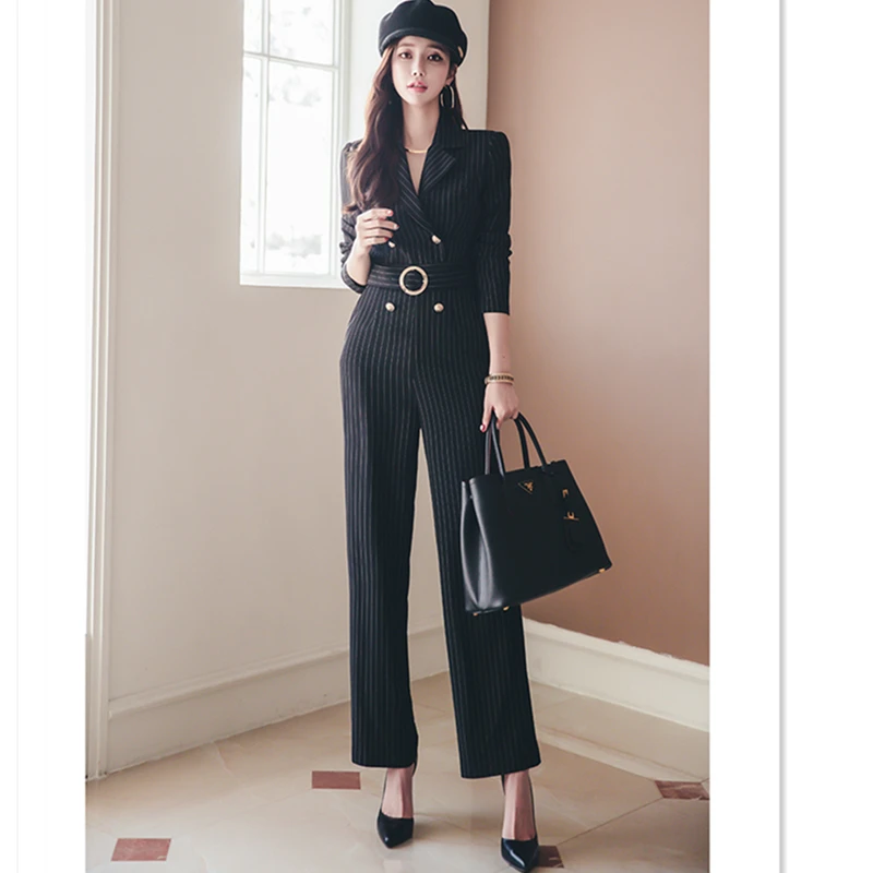 Комбинезон женский в полоску элегантный офисный костюм для работы спортивный с