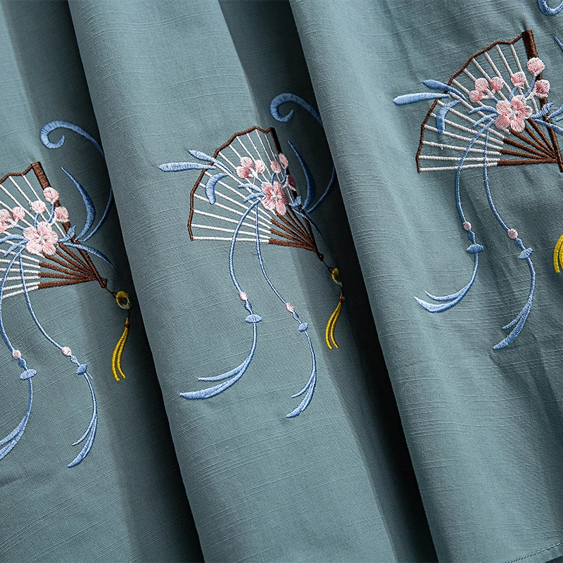

Summer Hanfu Chinese Style Suit Improved Chinese Cotton Linen Embroidered Top Loose Skirt Traditional Women Oriental Outfits