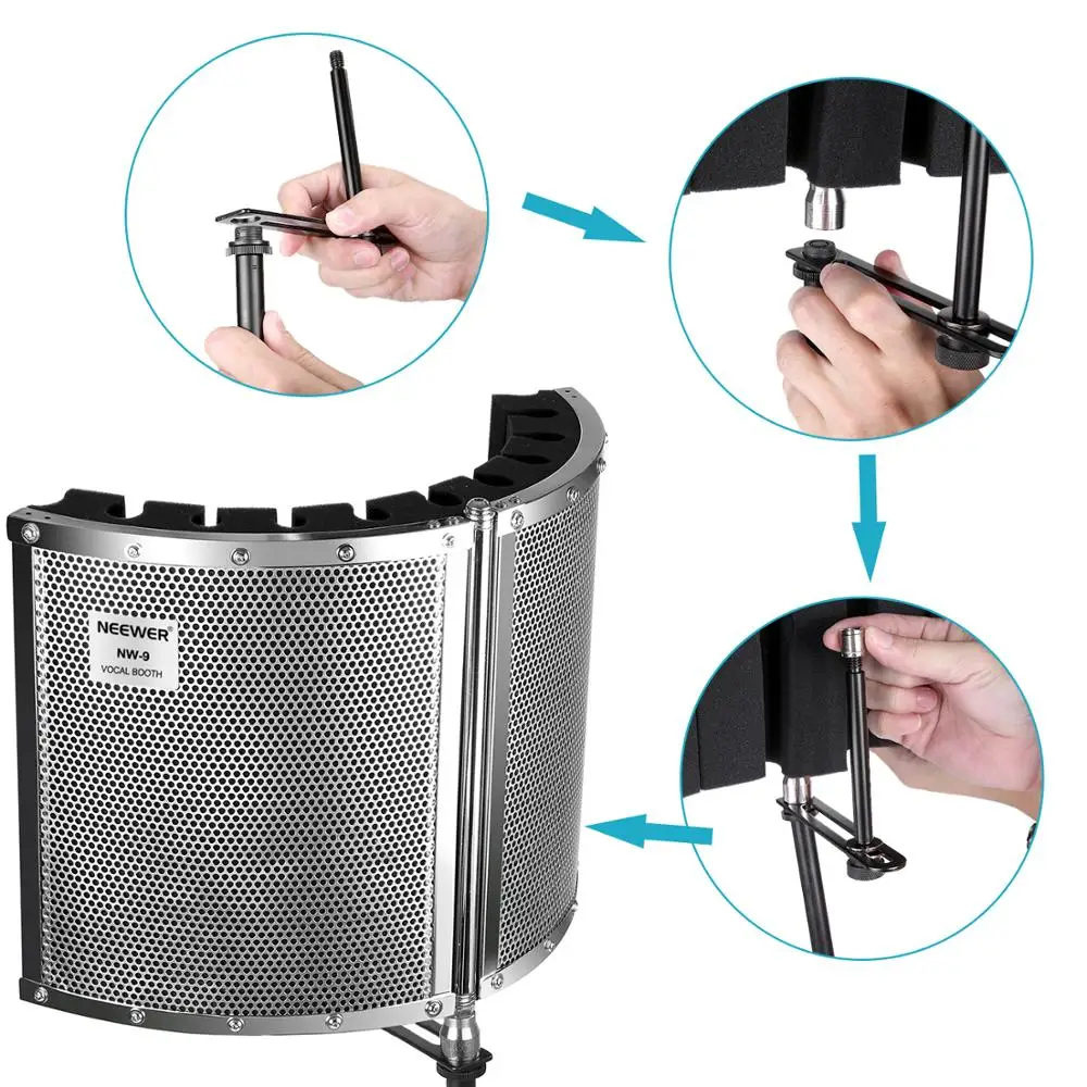 Складной микрофон Neewer акустический изоляционный щит из легкого металлического