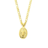 womens goddess portrait pendant 14k solid gold gf 3mm italian figaro link chain necklace 24