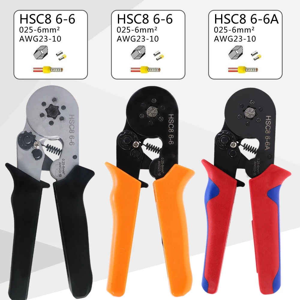 FASEN HSC8 6-4 HSC8 6-6 саморегулируемые обжимные плоскогубцы мини-типа 0,25-6 мм2 прямые немецкие плоскогубцы ручные инструменты