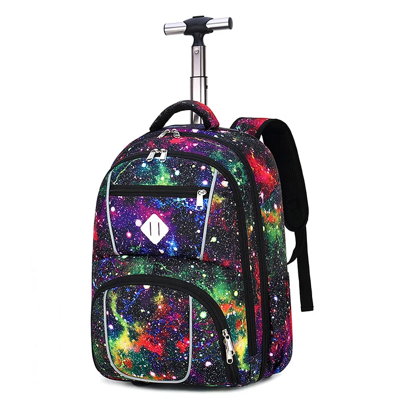 Фото Student trolley suitcase bag Shoulder travel backpack middle school students drag rod bag schoolboy 18 inch luggage trolley bag №3