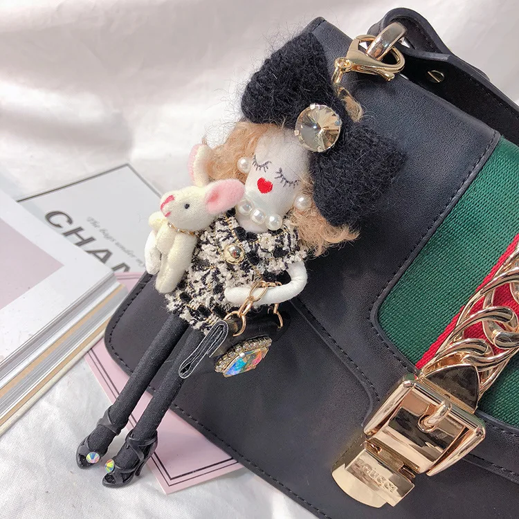 

2020 New Doll baby cute moderng gril keychain Car Pendant Girls Handmade fashion Jewelry Bag key chains hot key ring