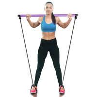 fitness sport pilates bar kit gym workout stick pilates training elastic bands body building puller yoga rope