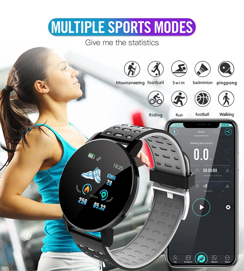 

Smart Watch 1.44-inch Screen Fitness Bracelet Blood Pressure Heart Rate Monitor Smartwatch IP65 Waterproof Pedometer for Android