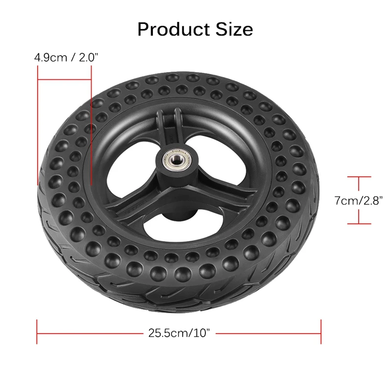 

Electric Scooter Tire 10 Inch Solid Tyre Non-Pneumatic Anti-Puncture Non-Slip Wheel Tire with Hub for Xiaomi M365