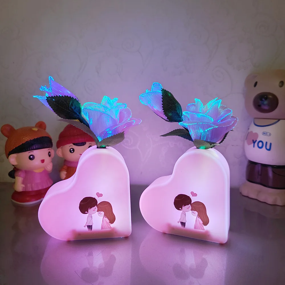 New Customizable Love Rose Flower Led Induction Photo Night Light Bedroom Light Chinese Valentine's Day Gift Creative Gift