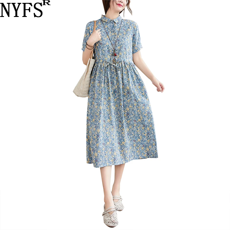 NYFS 2021 Новое летнее платье из хлопка на каждый день длинное свободные женские