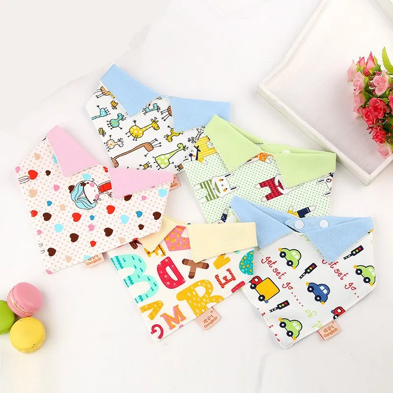 Baberos adorables para beb&eacute; reci&eacute;n nacido, accesorios de alimentaci&oacute;n, estampado de dibujos animados de animales, algod&oacute;n, solapa triangular, Bandana, novedad-0