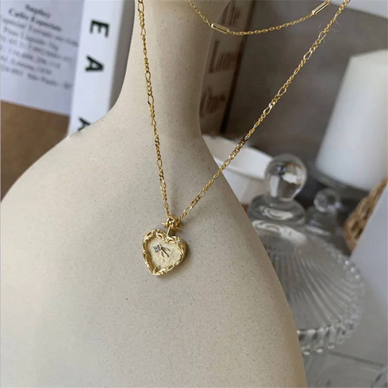 

Simple Retro French Love Double Thin Chain Necklace Clavicle Chain Women's Holiday Gift Party Jewelry Wholesale