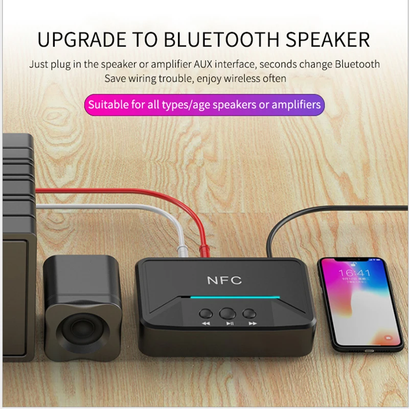 Bluetooth приемник NFC/USB диск для чтения музыки стерео беспроводной адаптер 3 5 мм AUX/RCA