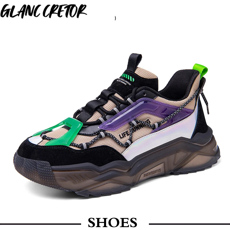 

Мужские Светоотражающие модные кроссовки, новинка 2021, Мужская Двухслойная подошва, уличная спортивная обувь воздухопроницаемые мужские кр...