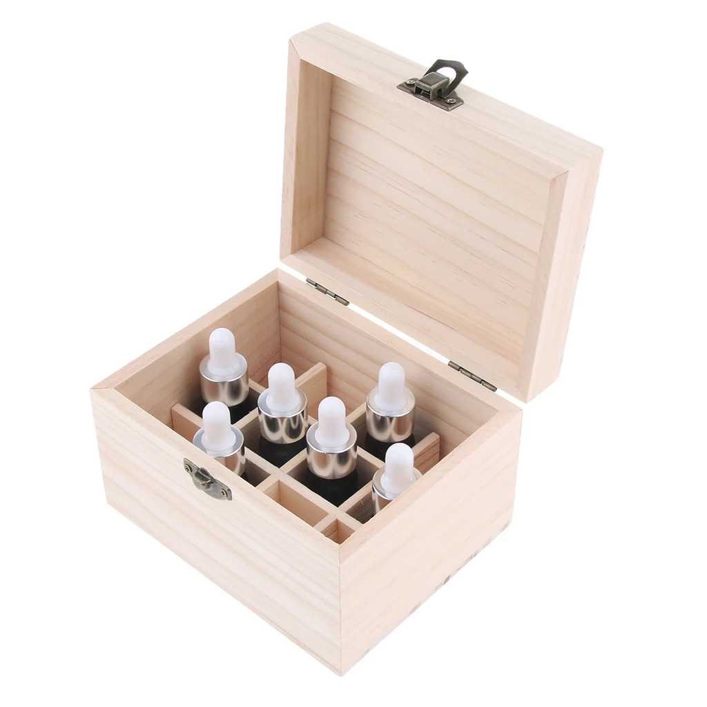 

12 Slot Essential Oil Wooden Box Organizer Storage Case Container Protector