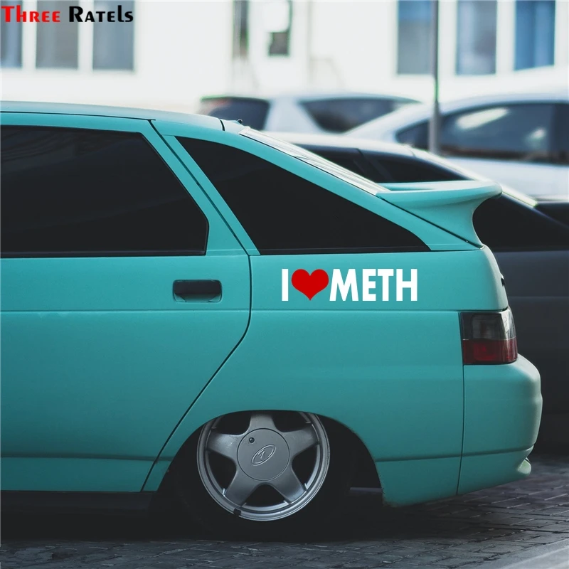 Виниловая наклейка Three Ratels FTZ-175 #30x7 2 см Meth I Love в виде сердца декоративная на бампер