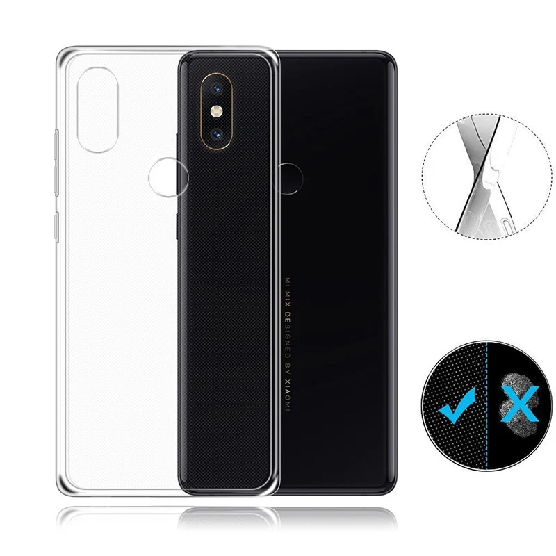Transparent Silicone Phone Case for Xiaomi Mi Mix 2/2S Back Cover Soft TPU 360 Protective Mix2 Mix2S Shockproof Clear Bumper Gel