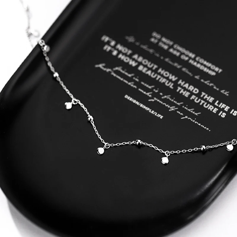 

Trendy Geometric Mini Disc Necklace For Women Fashion Tassel Silver Color Choker Necklaces 2021 Trend Jewelry Gift Collar Chic
