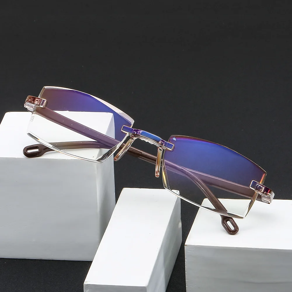 Бескаркасные модные очки для чтения женские с алмазными краями мужские по