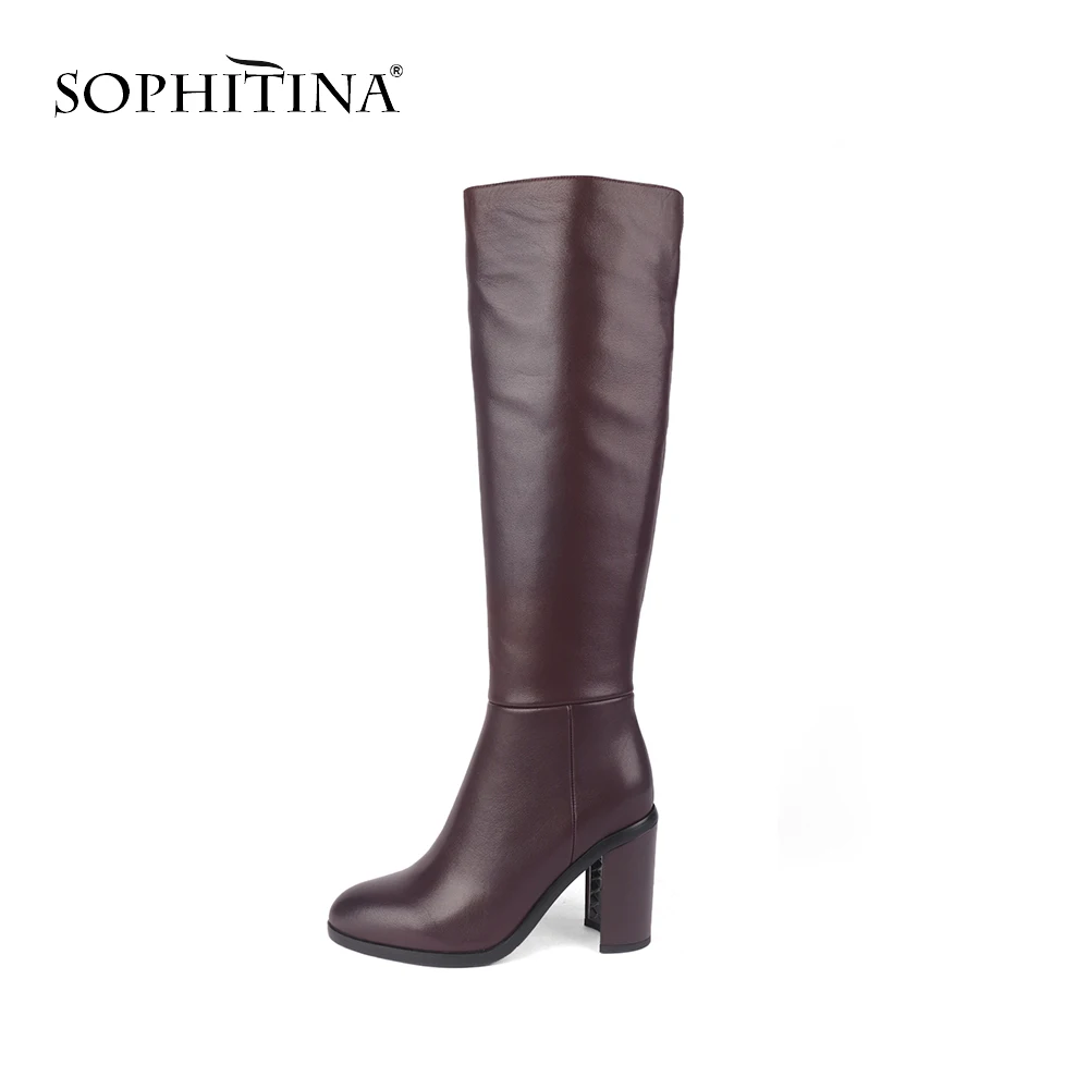 SOPHITINA/Сапоги женские на осень и зиму. Бордовые сапоги ручной работы из