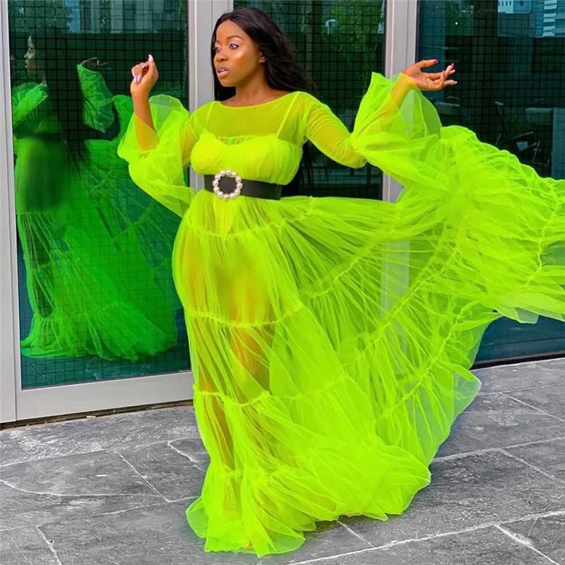 Женский купальник бикини прозрачное Сетчатое Макси-платье с длинными