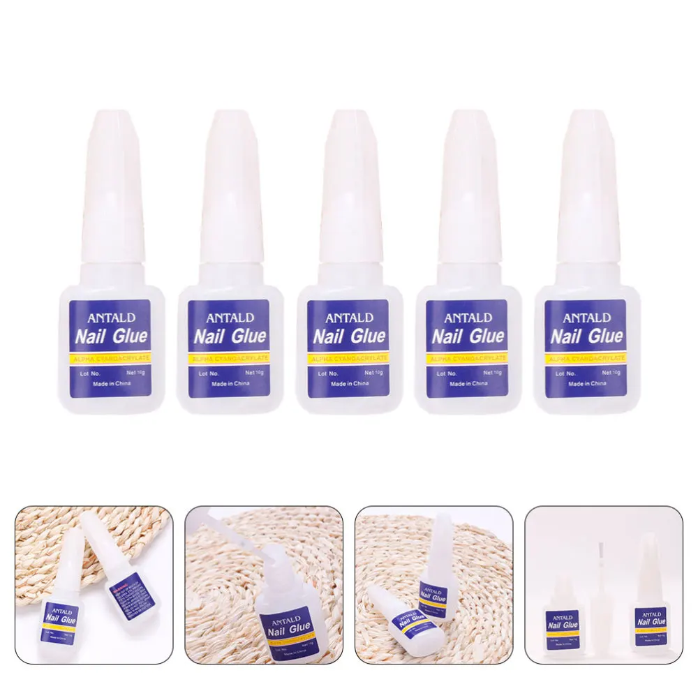 

5pcs 10g Brush on Manicure Nail Glue Professional Nail Art Press on Nails Glue