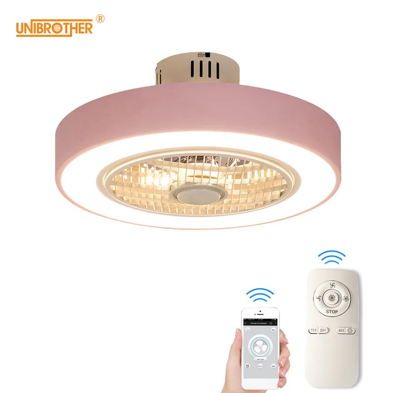 220 В 50 см Современный модный стиль розовый умный потолочный вентилятор для