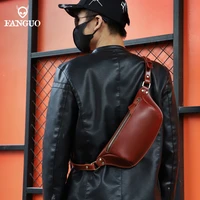 genuine leather mens waist pack handmade cowhide chest shoulder bag for male storage fanny crossbody messenger bags travel
