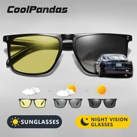 hot sale square mens sunglasses photochromic polarized sun glasses women outdoor driving for day night vision glasses gafas men
