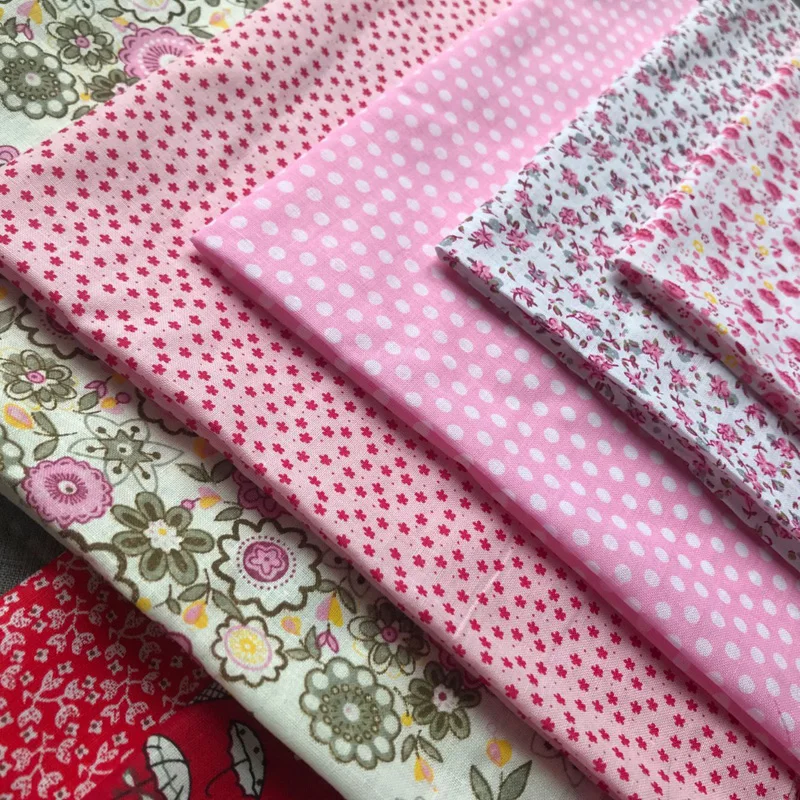 5Piece/set 50*50cm DIY Handmade Chintz Fabric pink Cotton Printed Fabrics small floral fabric |