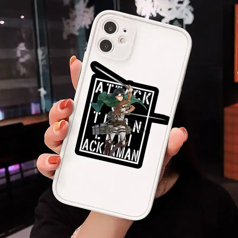 

Anime attack on Titan Phone Case For iPhone 12 11 Mini Pro XR XS Max 7 8 Plus X Matte transparent White Cover