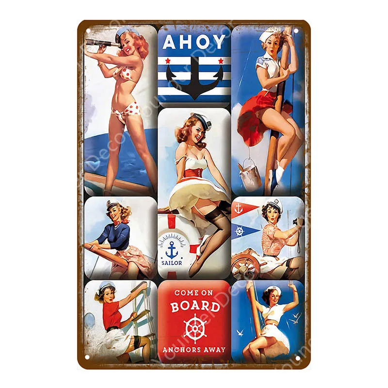 YD6726BI Pin Up Girl металлические знаки Самогонный плакат Сексуальная Дамская металлическая табличка настенная живопись наклейка для паба бара клуба домашний декор YI-167 - Цвет: YD6726BI