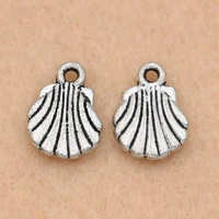 20pcs tibetan silver plated shell charms pendants for jewelry making bracelet diy necklace accessories 12x9mm