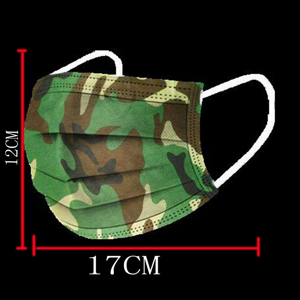

IN STOCK Face Masks 50pcs Womens Mens Camouflage Mouth Mask 3 Layers Nonwoven Elastic Earloop Breathable Filter Mascarilla F716