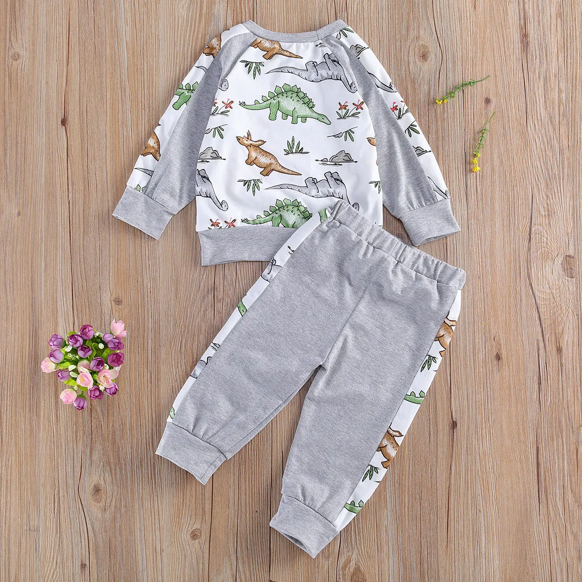 Осенний костюм для маленьких девочек и мальчиков 2 шт. Топ с длинным рукавом