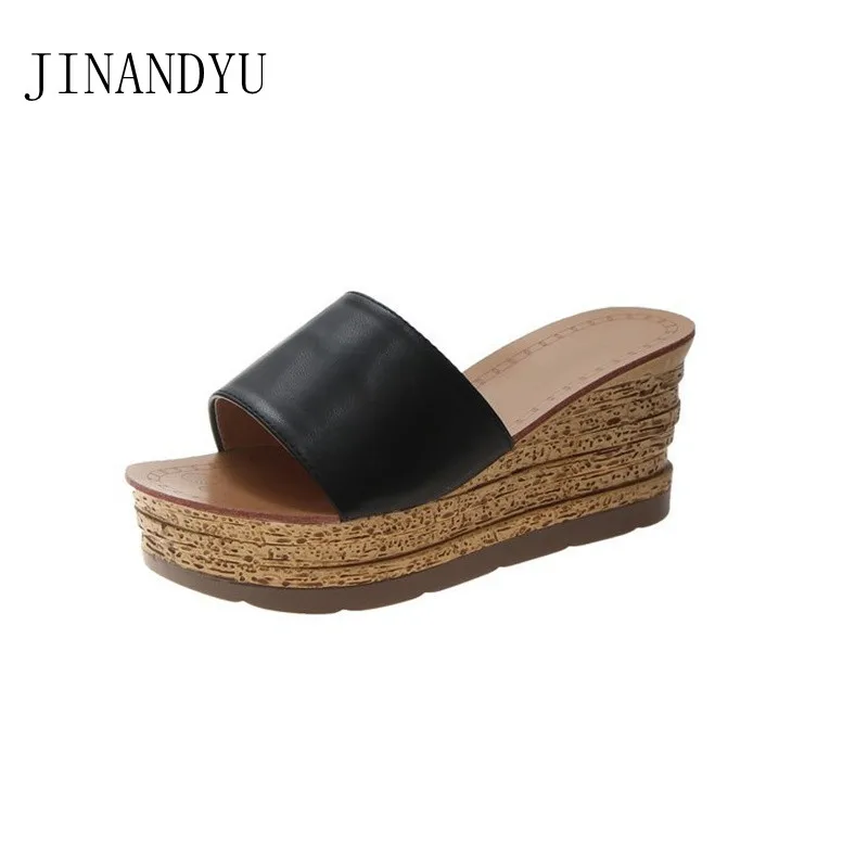 

Summer Slippers Woman Wedges Heel Mule Shoes High Heels Slippers Beach Platform Shoes Comfort Slides Slippers Sandales En Cuir
