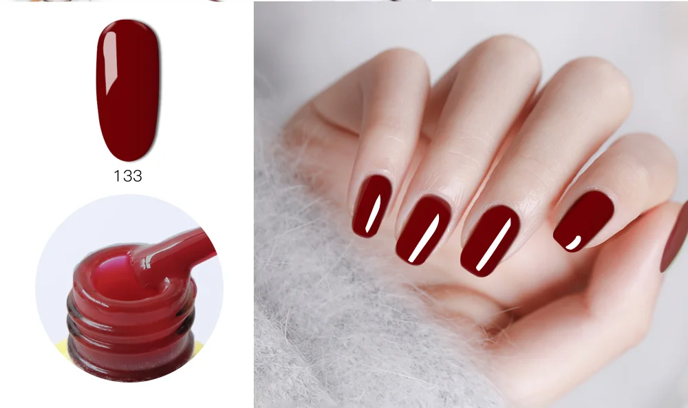 1 pc Nails Gel Polish Classic Red Soak Off Wine Red Color seires UV led lamp Hight quality Long Lasting Gel polish art nail