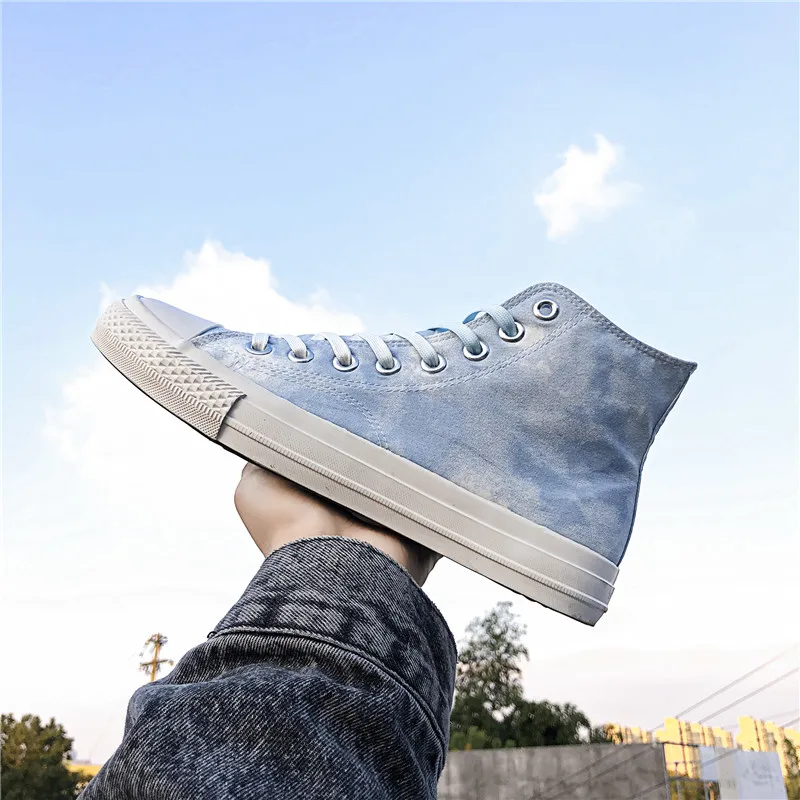 Кеды мужские с высоким верхом повседневные холщовые кроссовки