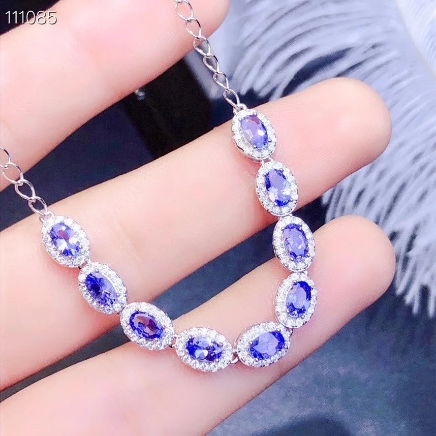 

Natural tanzanite bracelet, classic style, 925 silver, simple to wear, beautiful effect