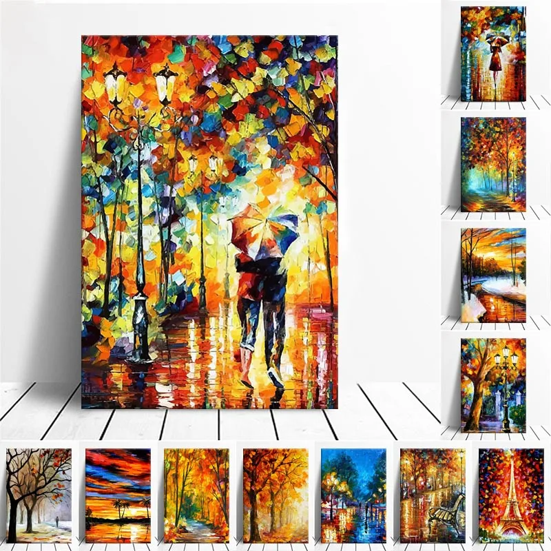 

Abstract Graffiti Autumn Landscape Wall Art Canvas Painting Picture Poster and Print Gallery Home Decor