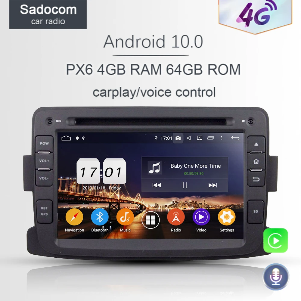 DSP IPS PX6 Android 10 0 64 ГБ + 4 Гб ОЗУ 8 ядерный автомобильный DVD плеер для Renault Duster 2012 2013