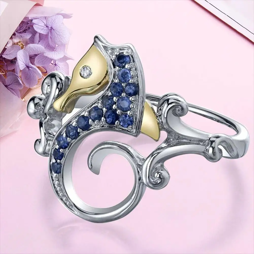 Модное кольцо на палец с голубым горным хрусталем и серебряным покрытием женская