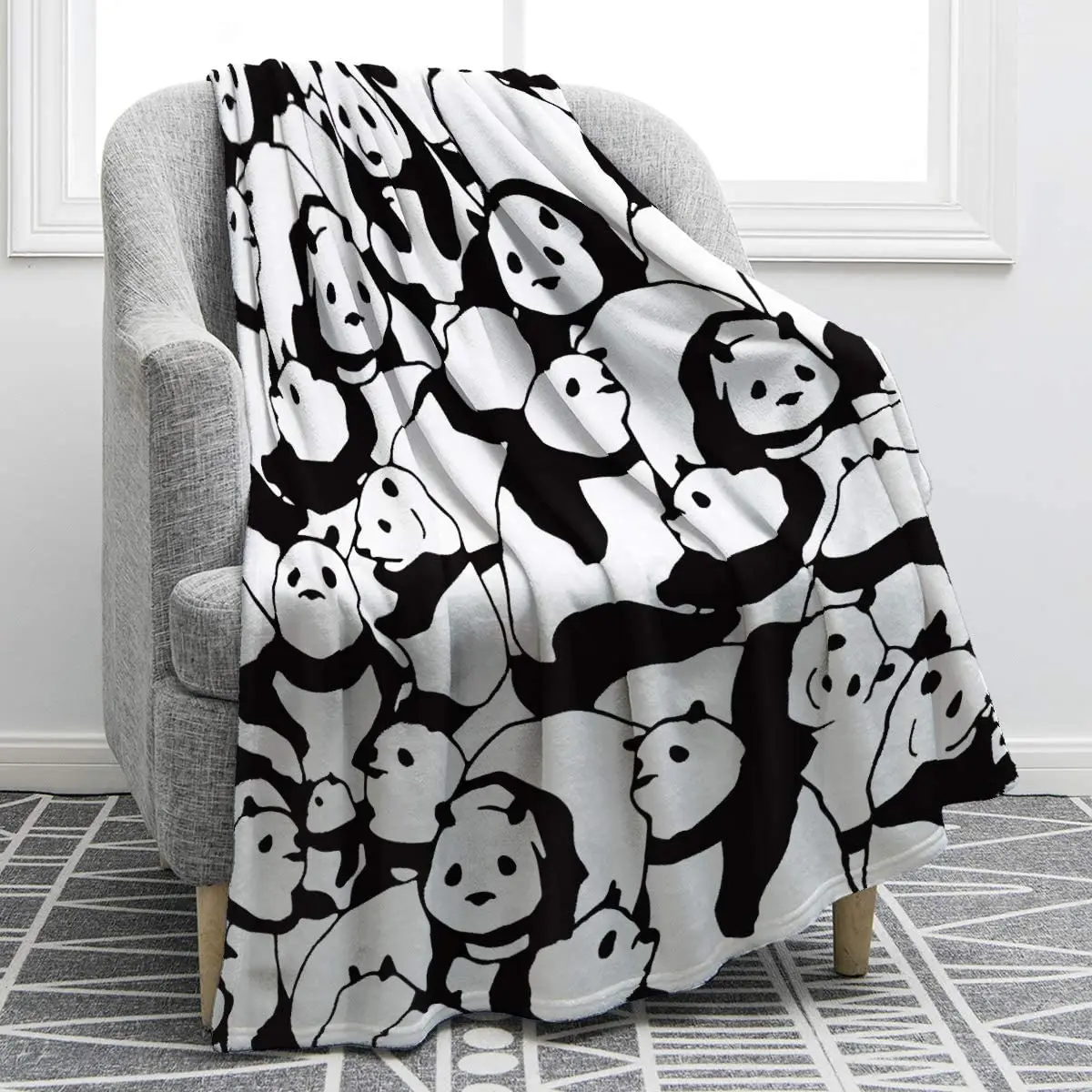 

Одеяло Jekeno с изображением милой панды, мягкое теплое черно-белое покрывало с принтом для дивана, стула, офиса, путешествий, кемпинга, 50x60 дюйм...