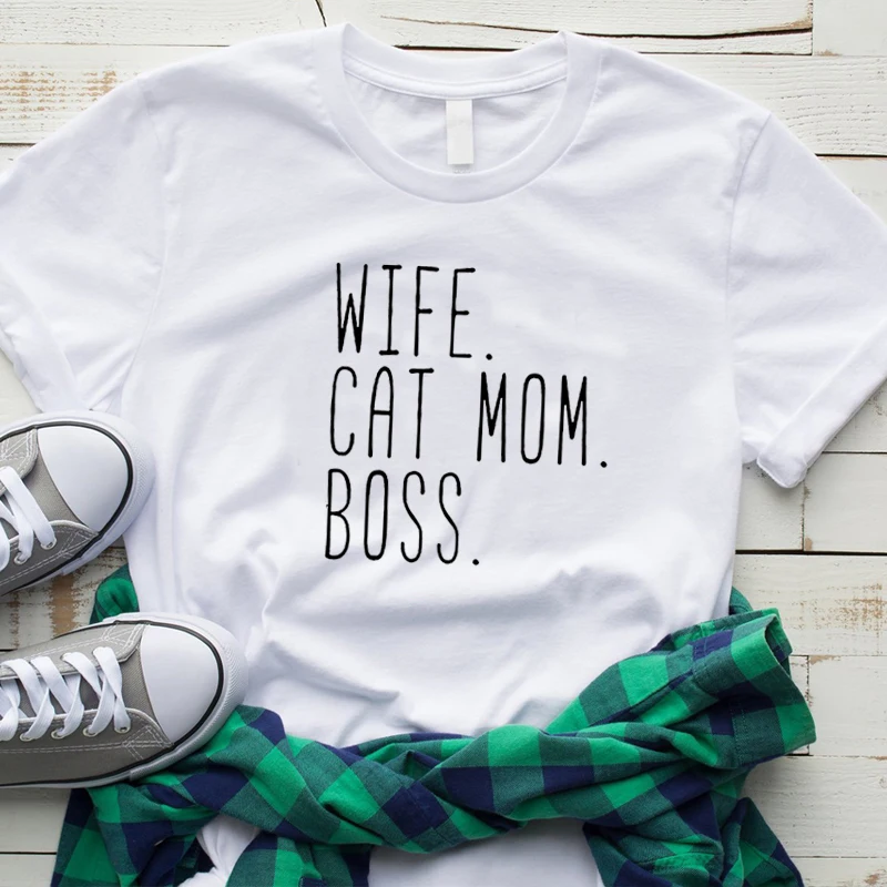 Забавная футболка с надписью &quotЖена&quot &quotкошка&quot &quotМама&quot &quotБОСС&quot Женская