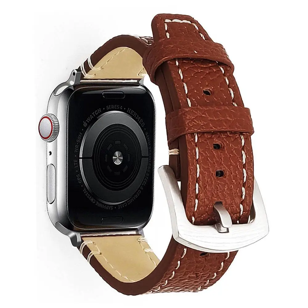 Высокое качество кожаный ремешок для наручных часов для Apple Watch, версия 1, 2, 3, 42 мм, 38 мм, версия браслет ремешок для наручных часов iwatch серии 5 4 40 мм 44 мм - Цвет ремешка: Dark Brown