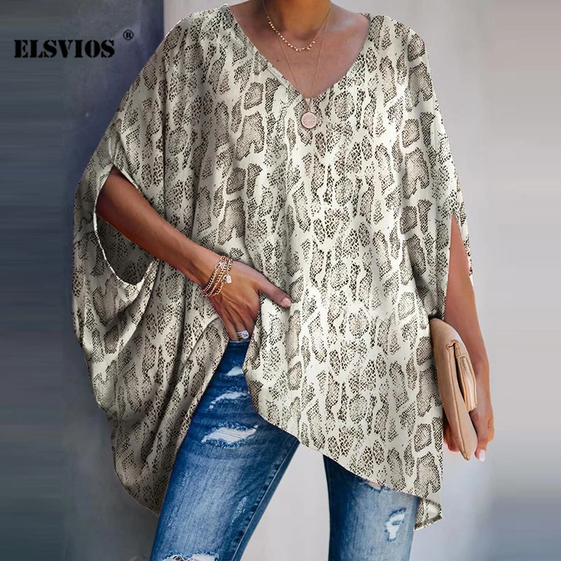 

New Casual V Neck Tie Dye Print Bat Sleeve Tops T-shirts Autumn Loose Solid Half sleeve Ladies T-shirts Elegant Hedging T-shirts