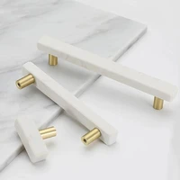 white ceramic marble handles drawer cabinet knob door furniture kitchen stone rock beige pulls handle nordic style home hardware