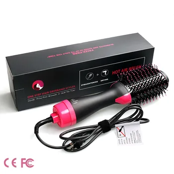 Dropshipping 2 IN 1 One Step Hair Dryer Hot Air Brush Hair Straightener Curler Comb Roller Electric Ion Blow Dryer Brush 1