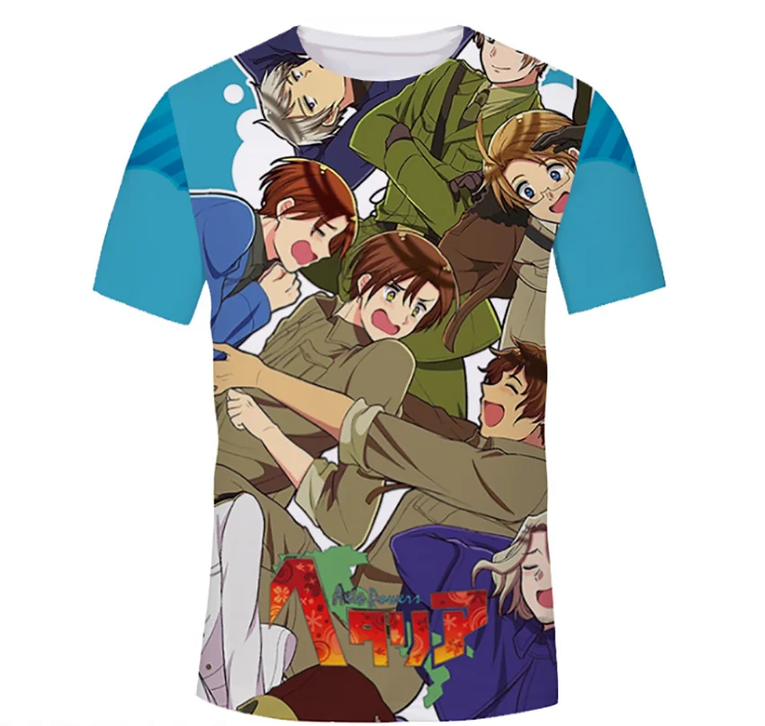 Футболка мужская и женская с принтом аниме Axis Powers повседневный модный топ